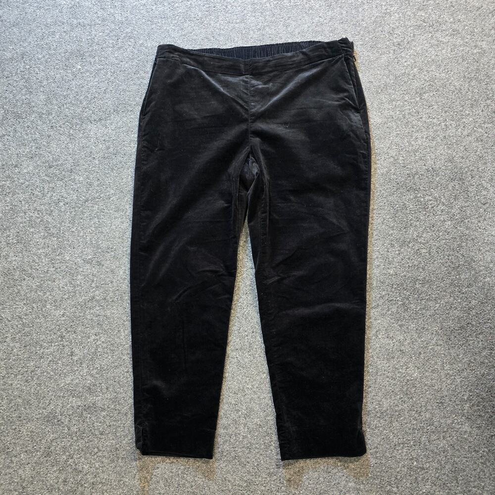 J Jill Pants Womens Size 16 Petite Black Velvet Velour Tapered Casual Capsule